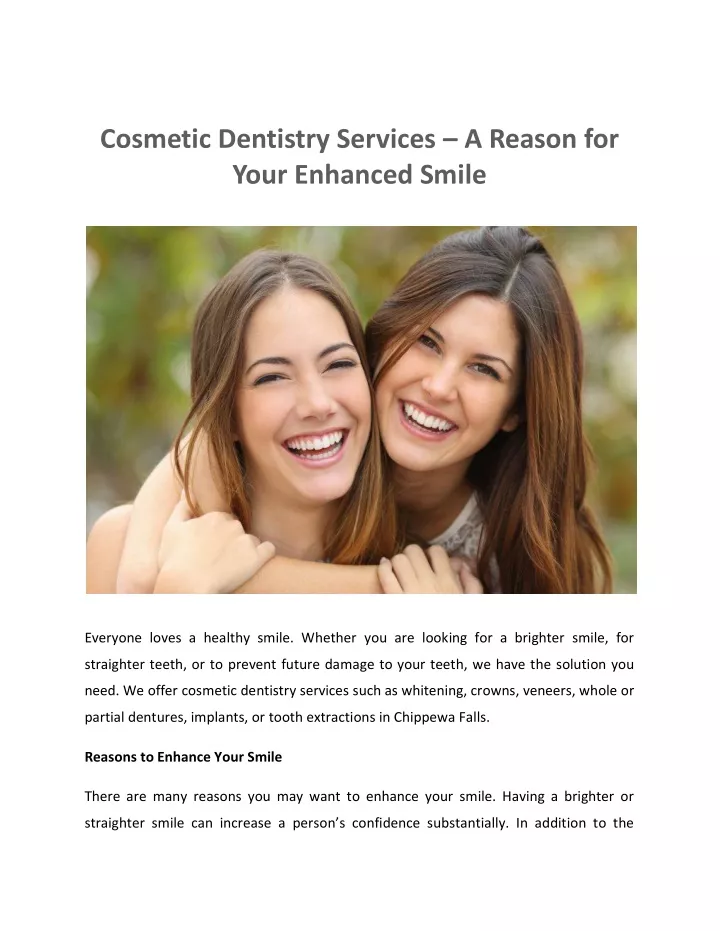 cosmetic dentistry services a reason for your