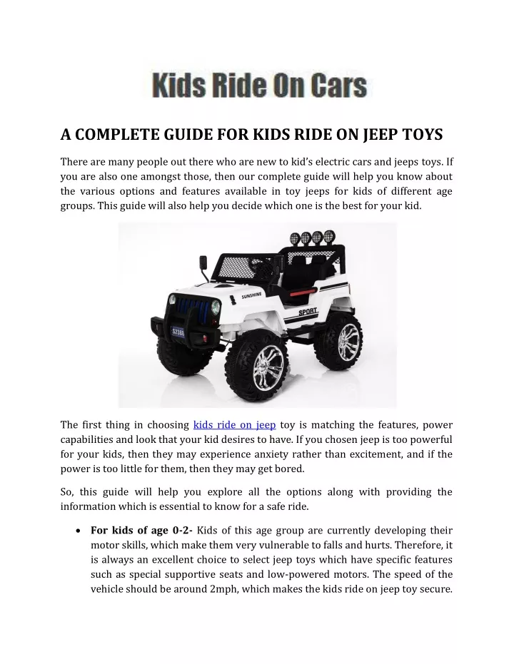 a complete guide for kids ride on jeep toys
