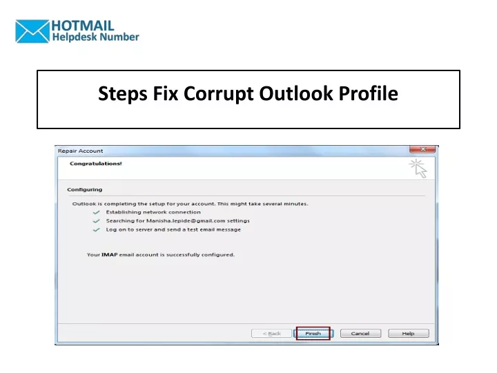 steps fix corrupt outlook profile