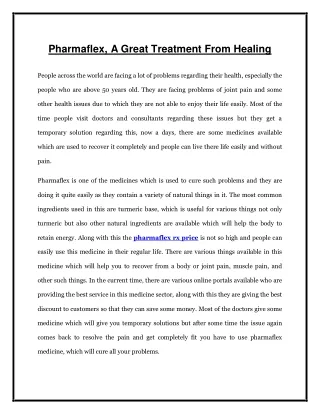 Pharmaflex, A Great Treatment From Healing