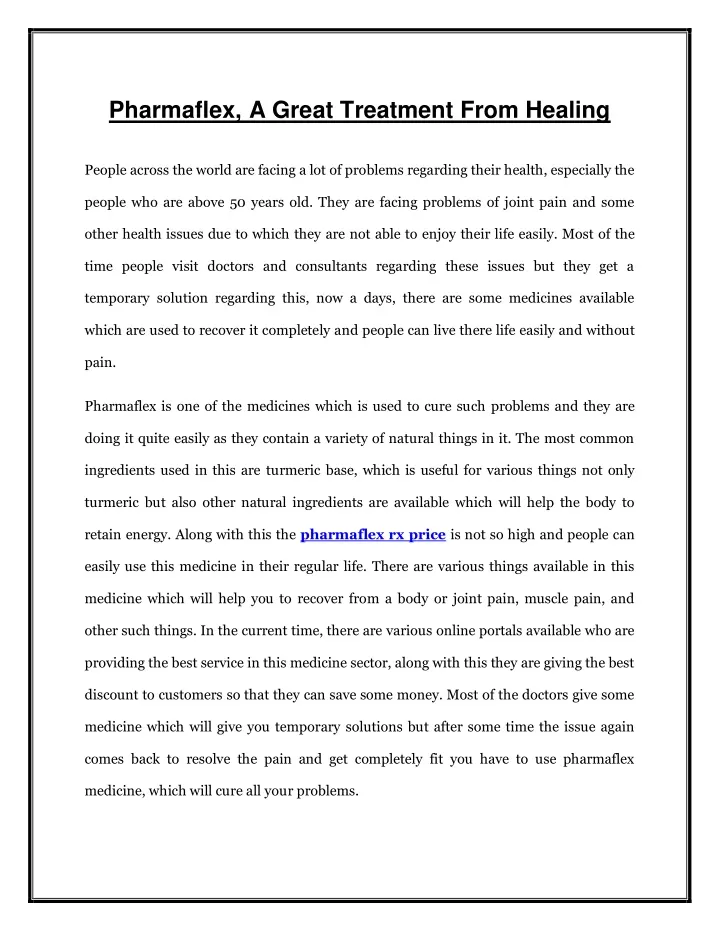 pharmaflex a great treatment from healing