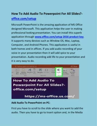 how to add audio to powerpoint for all slides