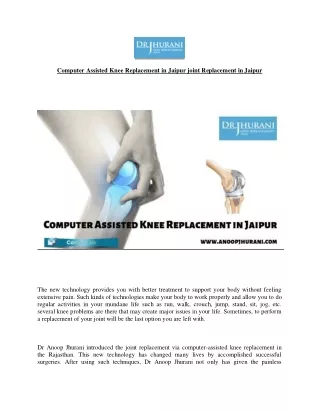 computer assisted knee replacement in jaipur
