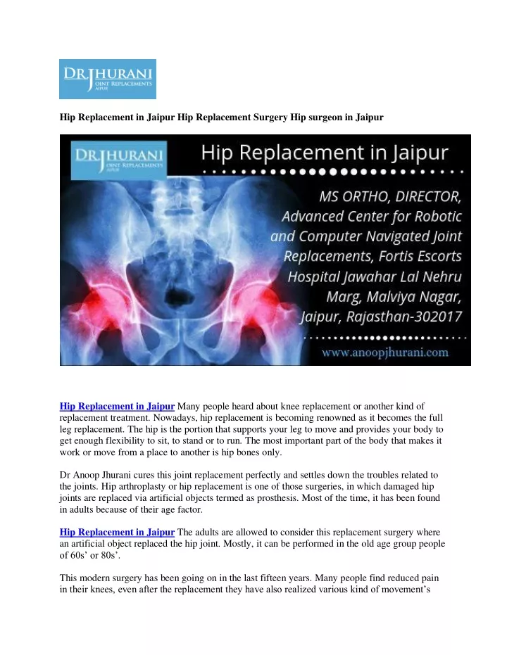 hip replacement in jaipur hip replacement surgery