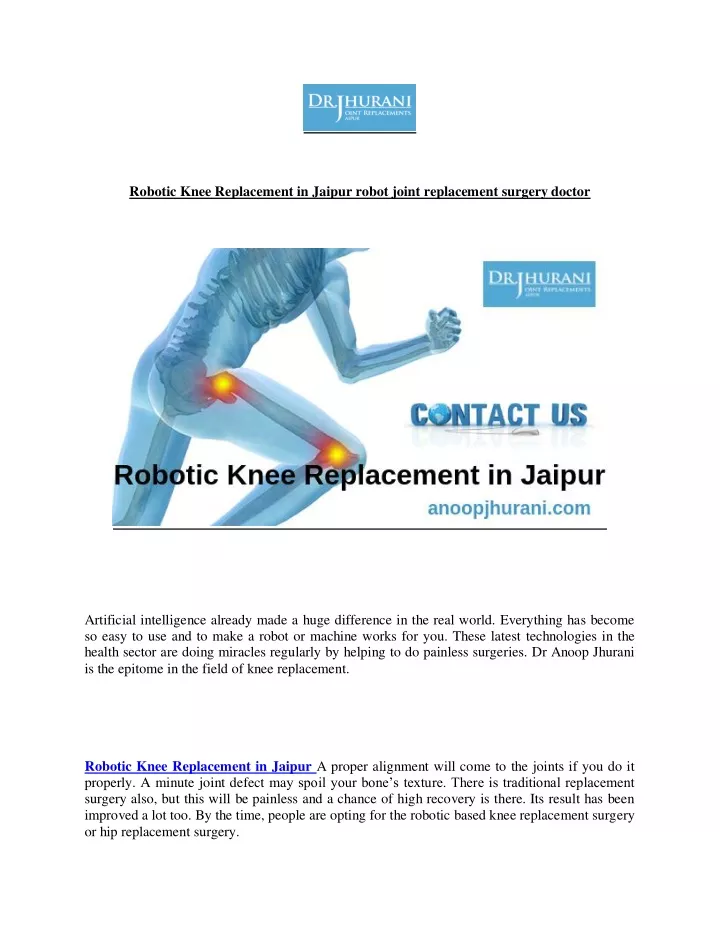 robotic knee replacement in jaipur robot joint