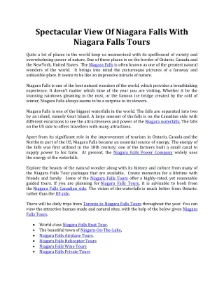 Best Niagara Falls Tours - ToNiagaraTours