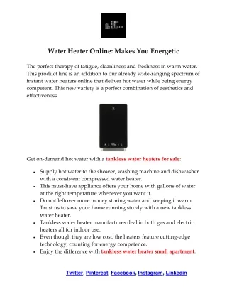 Tankless Water Heaters for Sale