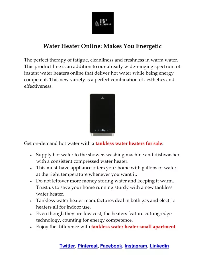 water heater online makes you energetic