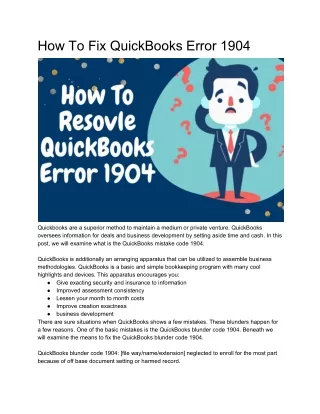 How To Fix QuickBooks Error 1904