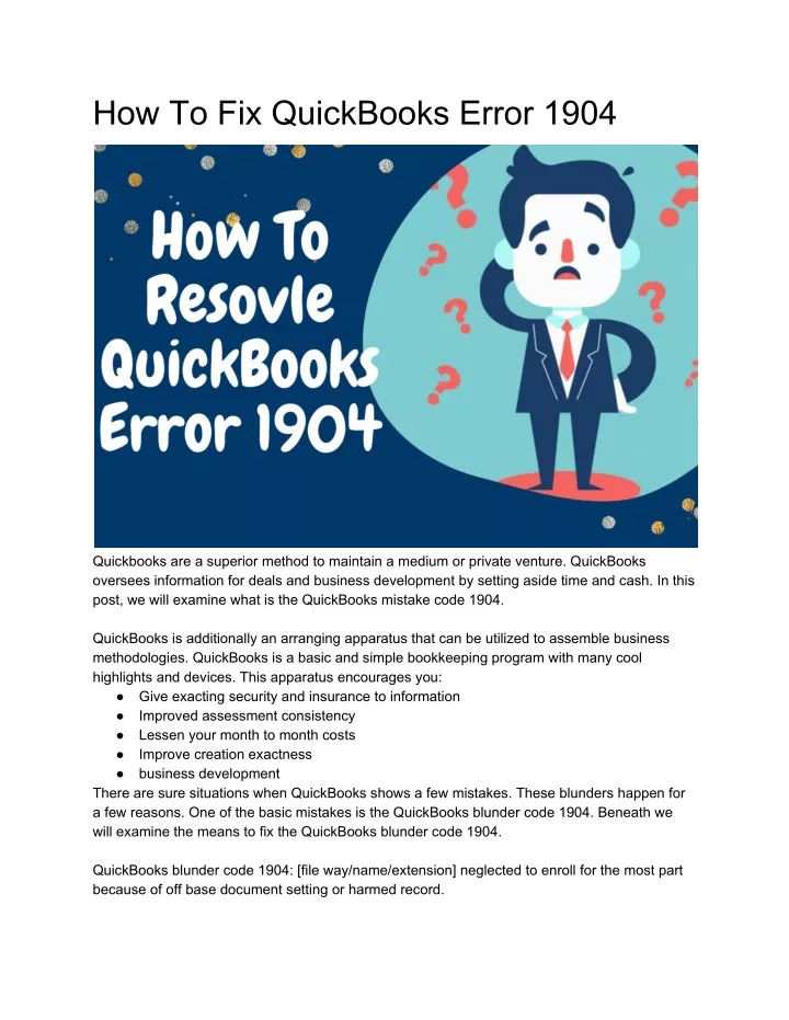 how to fix quickbooks error 1904