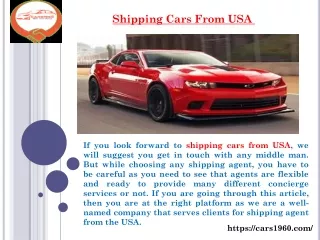 Shipping Cars from USA