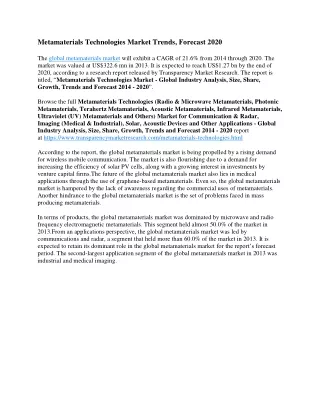 metamaterials technologies market trends forecast