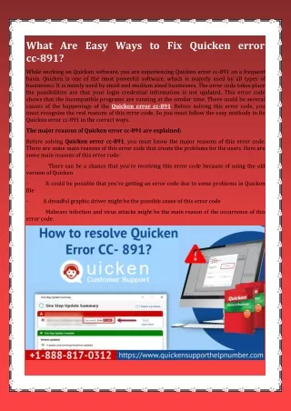 what are easy ways to fix quicken error cc 891
