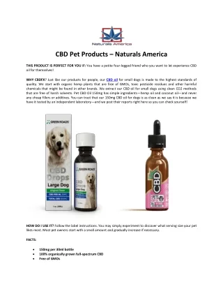 CBD Pet Products – Naturals America