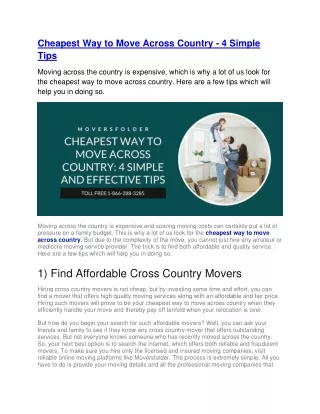 cheapest way to move across country 4 simple tips