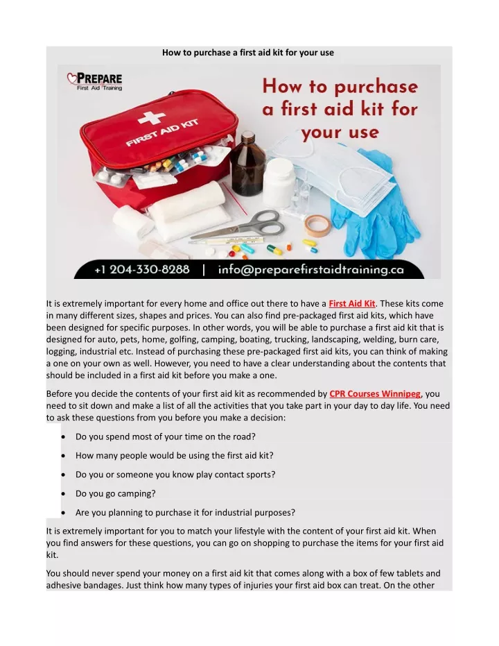 how to purchase a first aid kit for your use