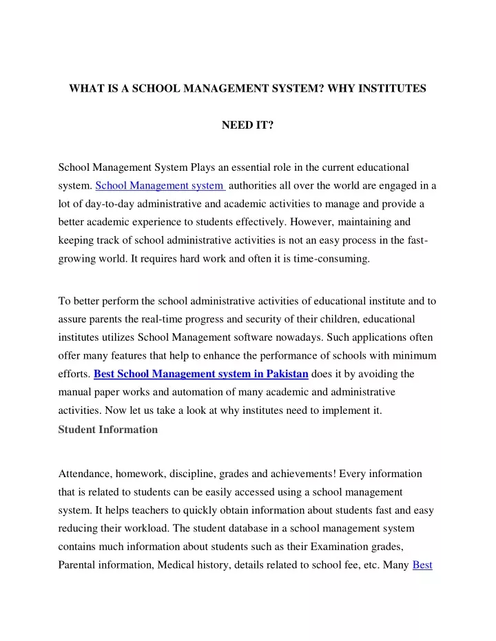 what is a school management system why institutes