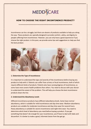 How to Choose The Right Incontinence Product?