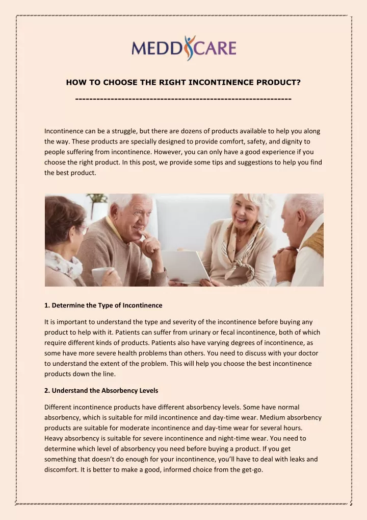 how to choose the right incontinence product