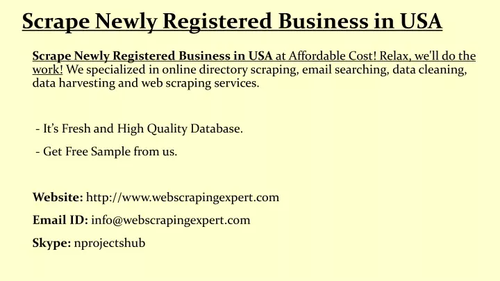 scrape newly registered business in usa