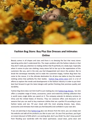 Fashion Bug Store: Buy Pluz Size Dresses and Intimates Online