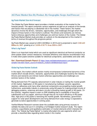 ag paste market size by product by geographic