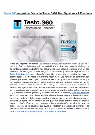 Testo 360 Argentina Costo de Testo 360 Ultra, Opiniones & Funciona