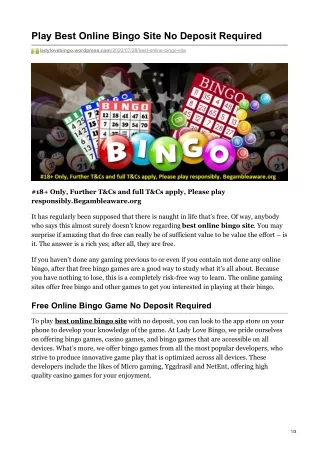play best online bingo site no deposit required