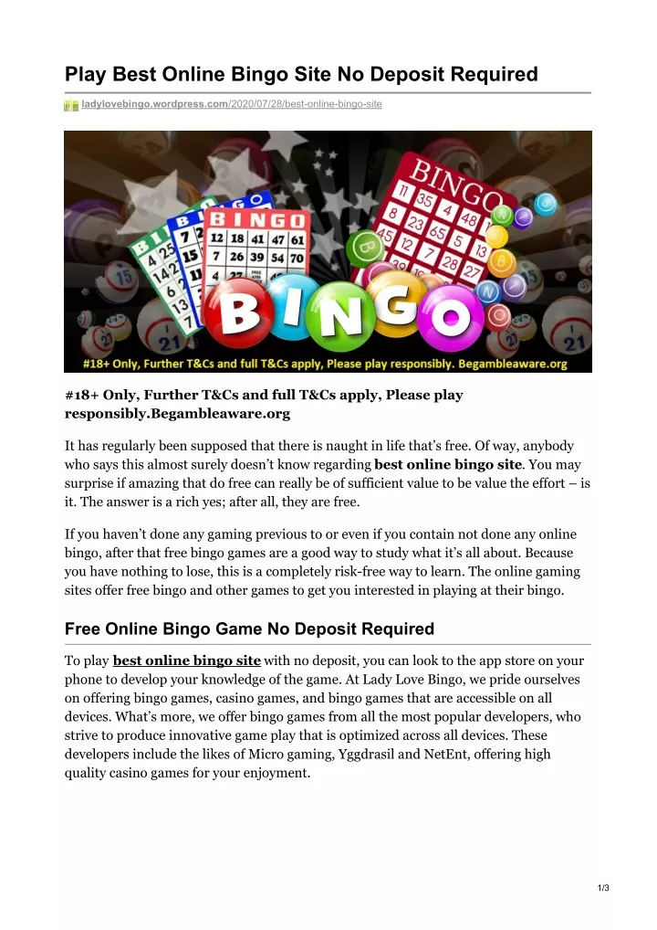 play best online bingo site no deposit required
