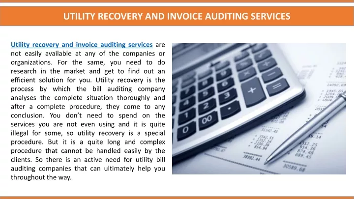utility recovery and invoice auditing services