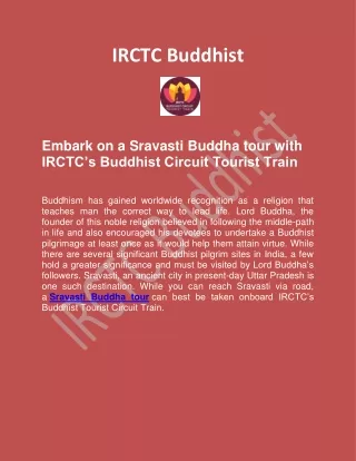 Get Sravasti Buddha Tour With IRCTC