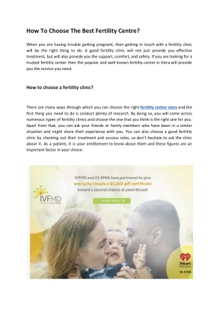 how to choose the best fertility centre when
