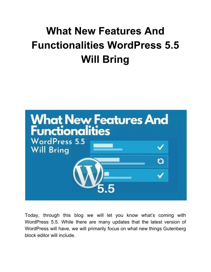 what new features and functionalities wordpress