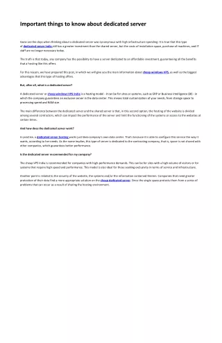 important things to know about dedicated server