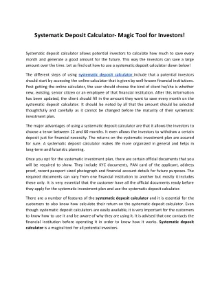 Systematic Deposit Calculator | Wealth Fits