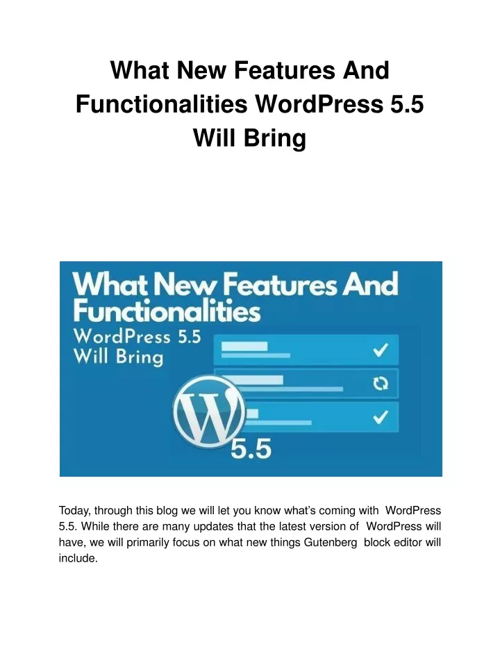 what new features and functionalities wordpress 5 5 will bring