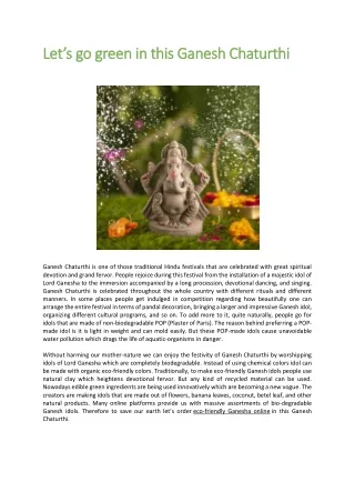 let s go green in this ganesh chaturthi