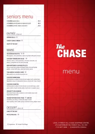 The Chase Hotel Full Menu