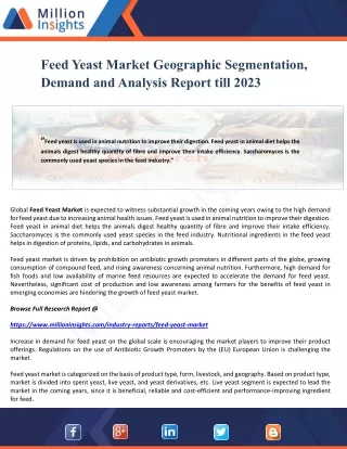 feed yeast market geographic segmentation demand