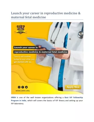 launch your career in reproductive medicine