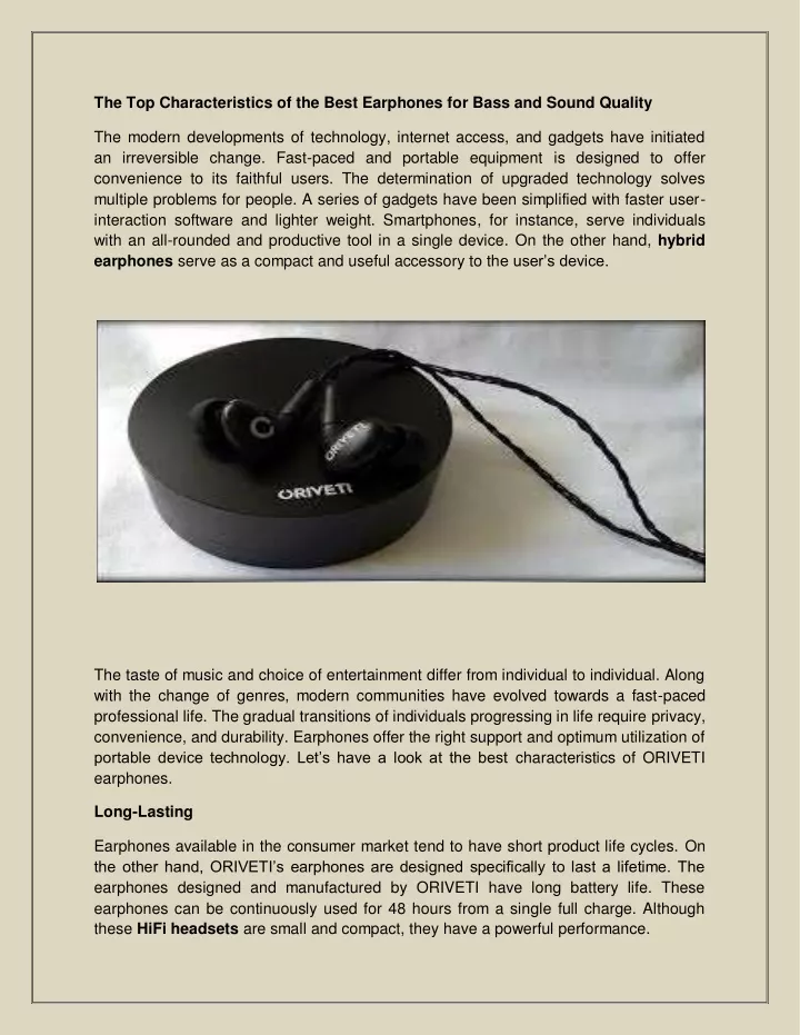 the top characteristics of the best earphones