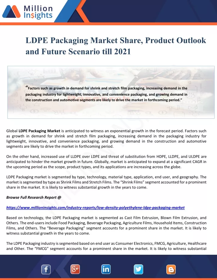 ldpe packaging market share product outlook