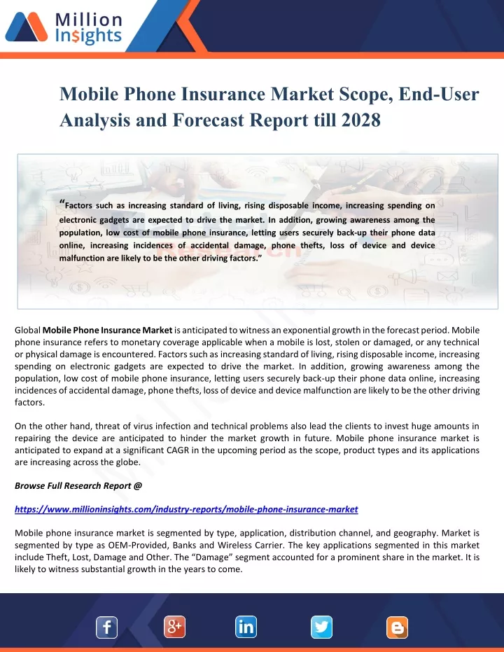 mobile phone insurance market scope end user