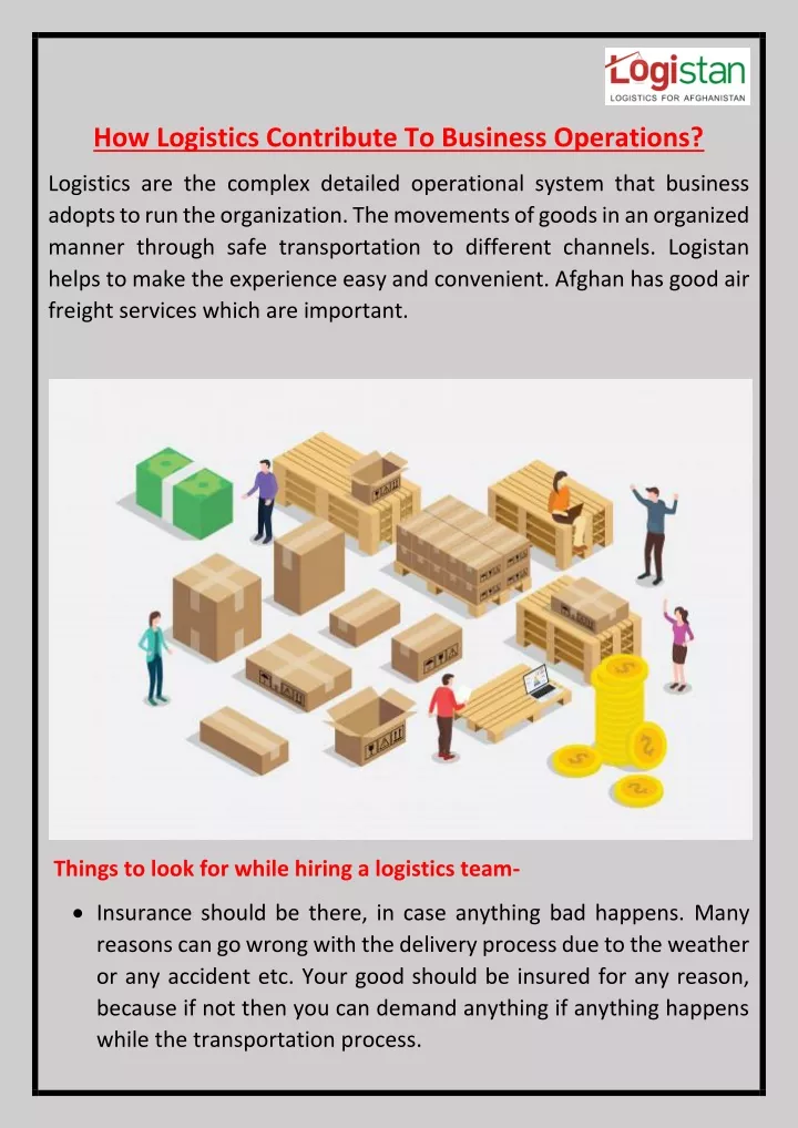 how logistics contribute to business operations