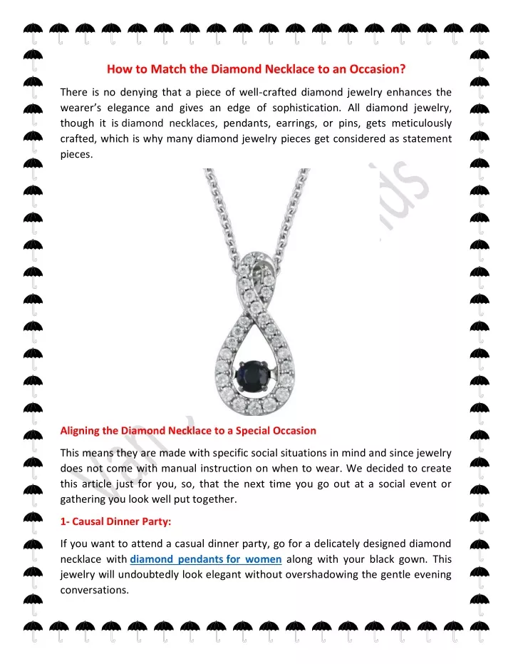 how to match the diamond necklace to an occasion