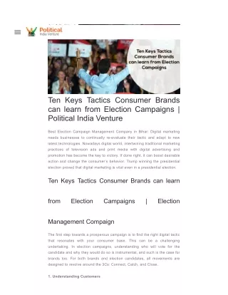 Ten Keys Tactics Consumer Brands can learn from Election Campaigns