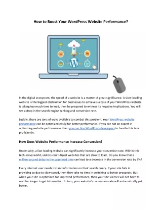 how to boost your wordpress website performance