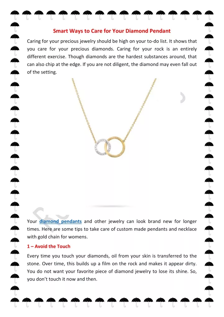 smart ways to care for your diamond pendant