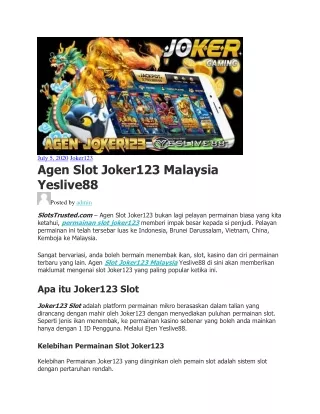 Agen Slot Joker123 Malaysia Yeslive88