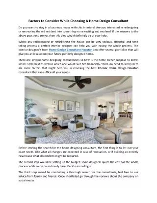 factors to consider while choosing a home design